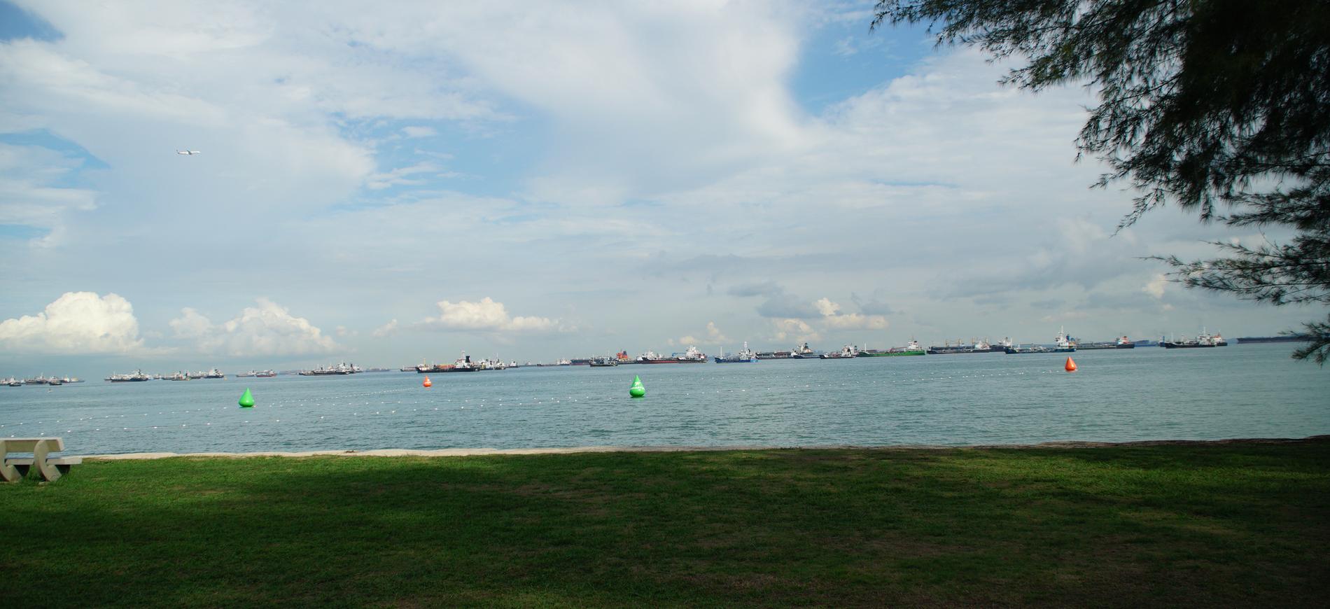 부표가 설치된 East Coast Park 수영 코스